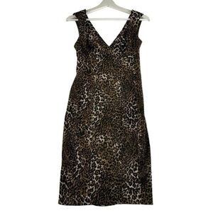 Snap Brown Leopard Print Midi Dress